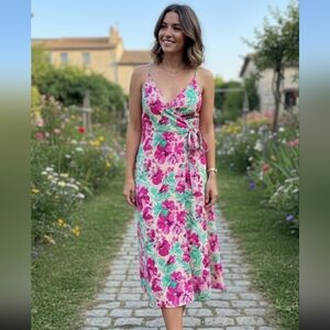 NWT J crew Pink floral wrap dress 14